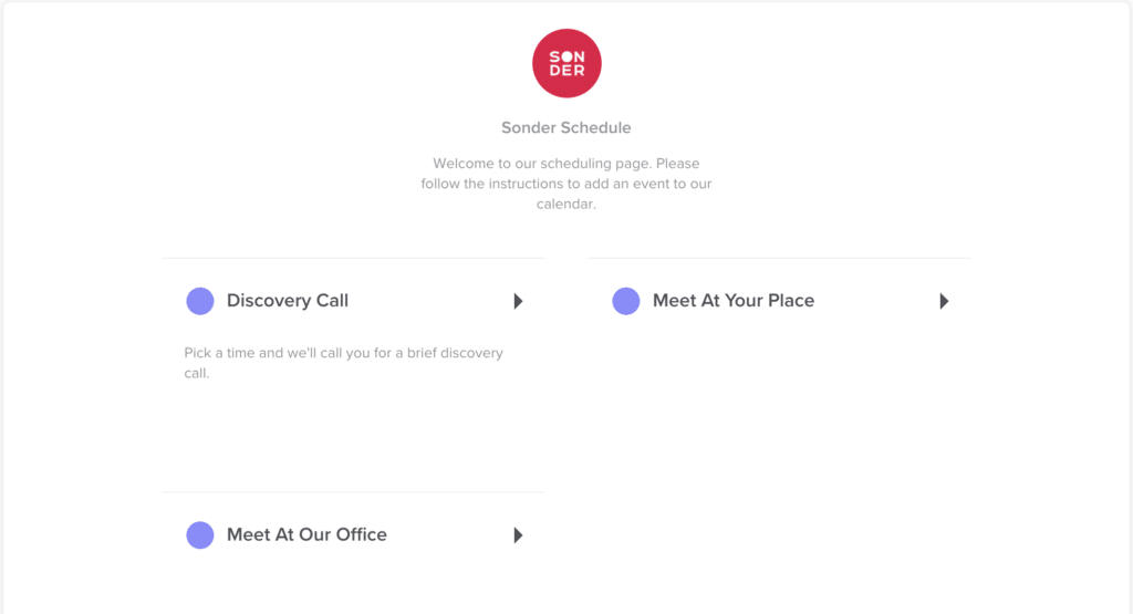 calendly meeting booking page