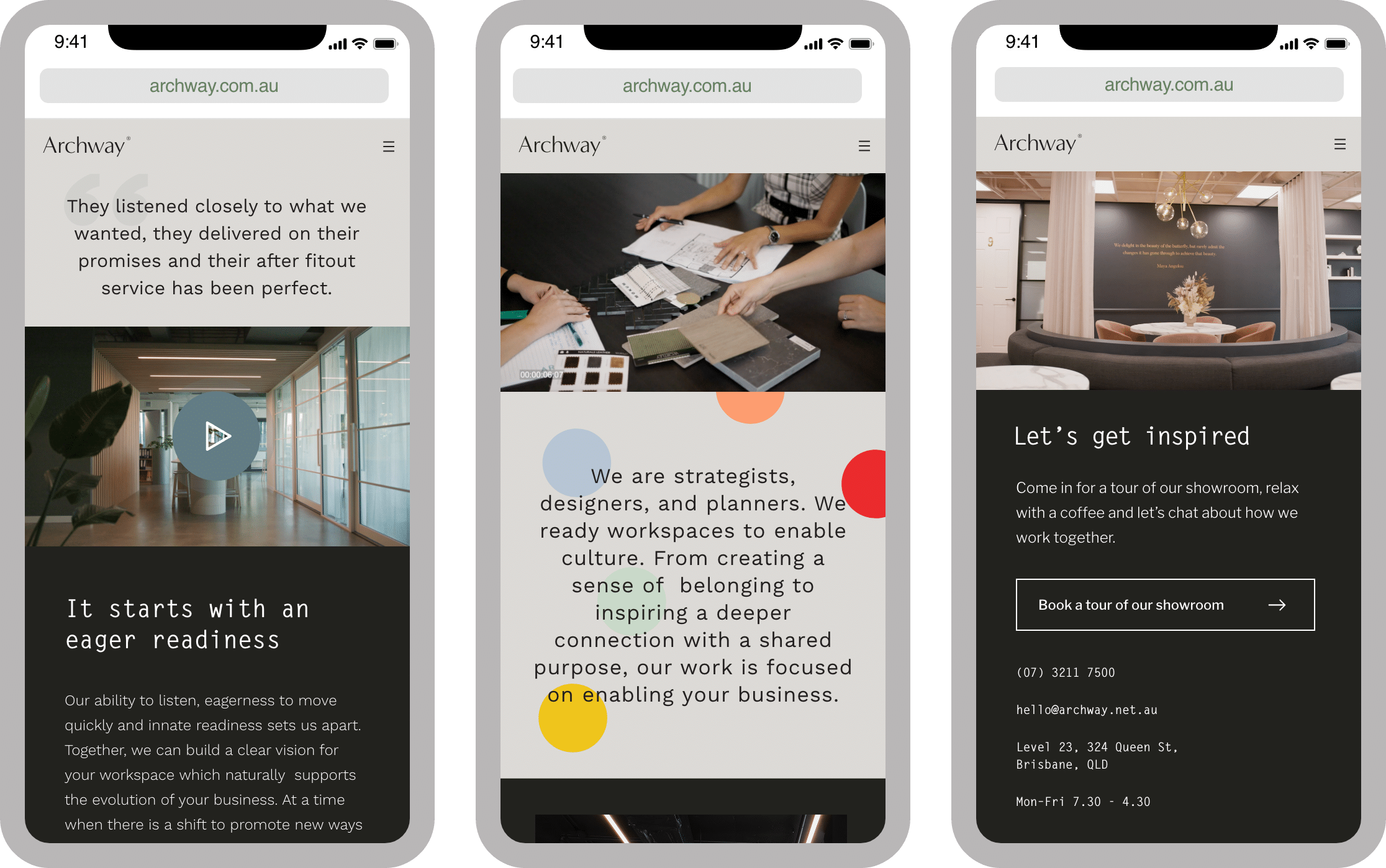 iPhone mockups featuring the Archway website